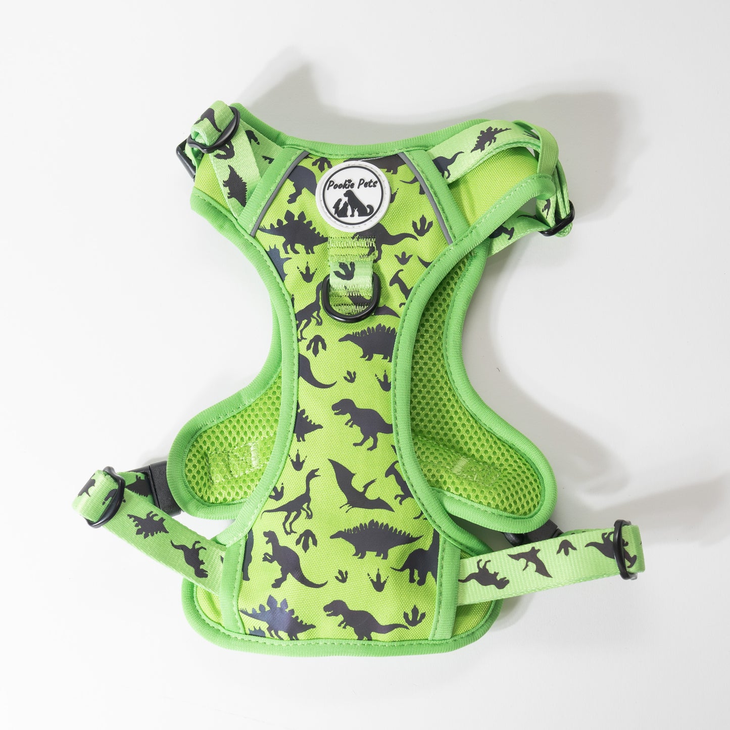 Reflective Comfort Explorer Harness with Dinosaur Theme by Pookie Pets