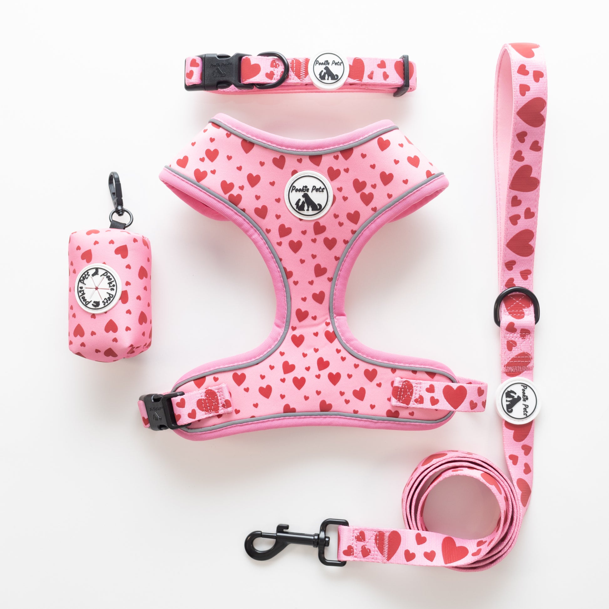 Heart-patterned Reflective Adjustable Comfort Harness | Pookie Pets