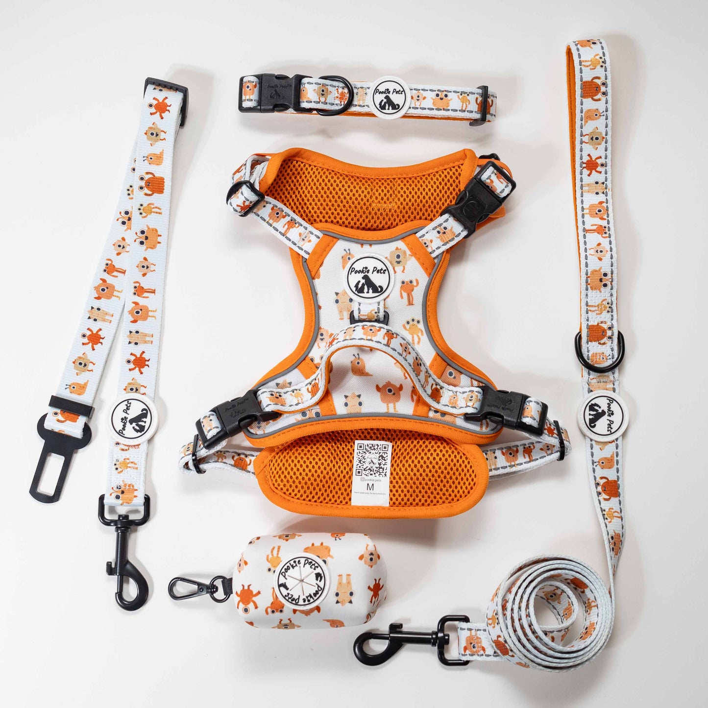 Comfort Explorer Harness in ORANGE MONSTERS - Vibrant and Secure Cat Harness