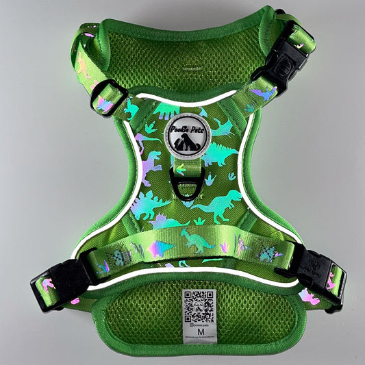 Reflective Comfort Explorer Harness with Dinosaur Theme by Pookie Pets