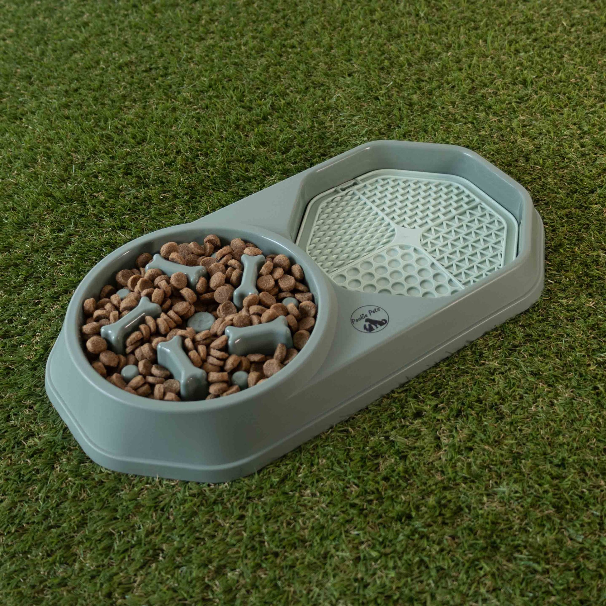 Dual Wet Dry Pet Food Slow Feeder Bowl | Pookie Pets